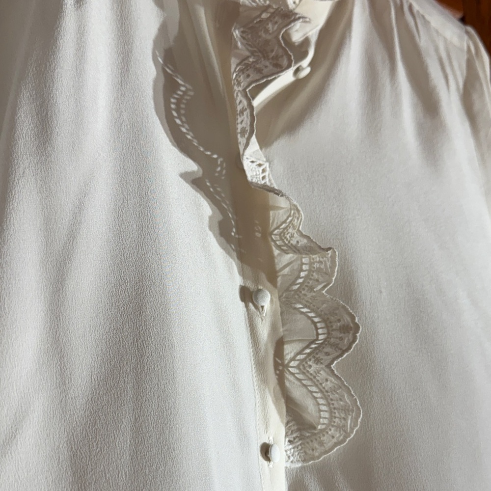 Sezane Cream Ruffle Button Down Shirt - Picture 4 of 5